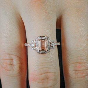 18k Rose Gold Plated Ring Set with Micro-Set Engagement Ring Women (8)