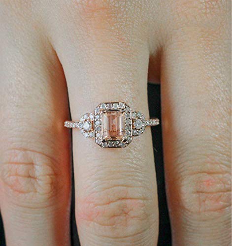 18k Rose Gold Plated Ring Set with Micro-Set Engagement Ring Women (8)