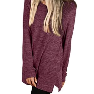 XIEERDUO Plus Size Sweatshirts For Women Oversized Sweaters Crewneck Tunic Tops Fuchsia 3XL