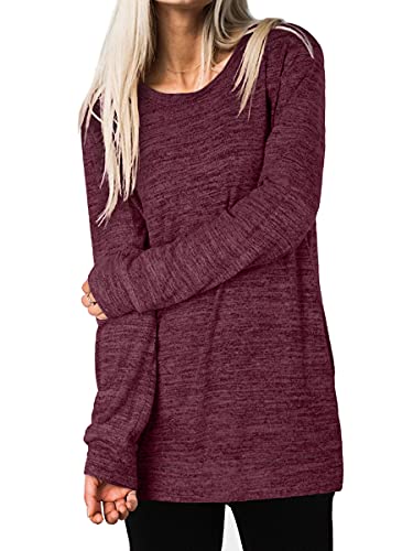 XIEERDUO Plus Size Sweatshirts For Women Oversized Sweaters Crewneck Tunic Tops Fuchsia 3XL