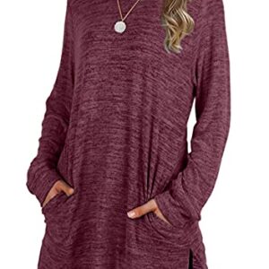 XIEERDUO Plus Size Sweatshirts For Women Oversized Sweaters Crewneck Tunic Tops Fuchsia 3XL