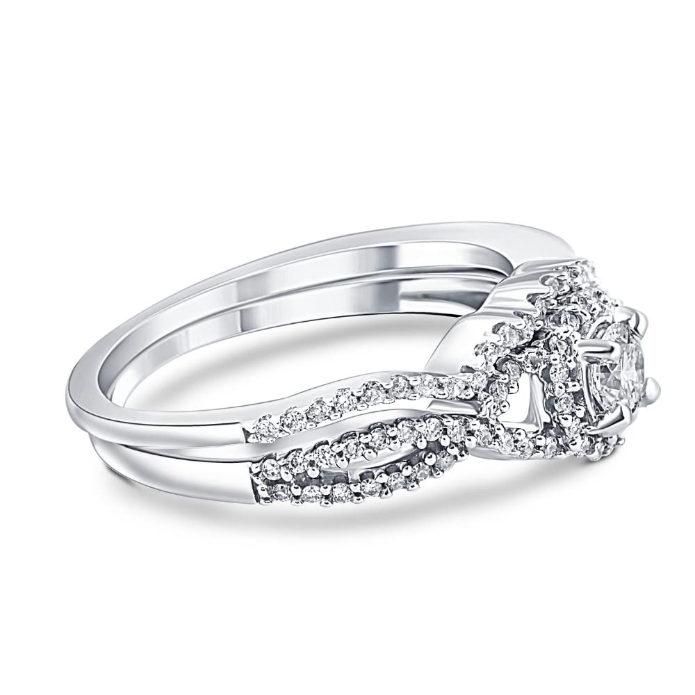 3/4CT Diamond Halo Infinity Engagement Wedding Ring Set 14k White Gold Lab Grown - Size 4