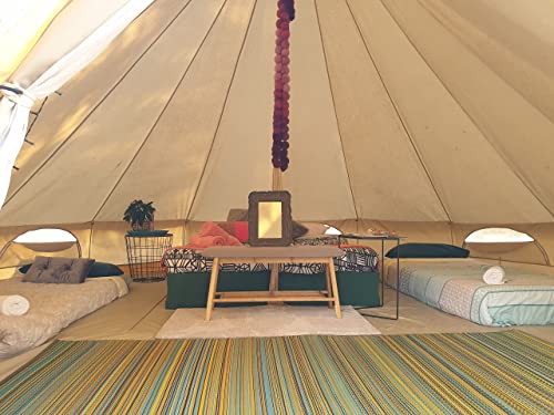 Psyclone Tents Fixed Floor 5m/16.4ft Luxury Bell Tent Outdoor All Weather 8-10 Person Cotton Canvas Yurt Large Tent for Family Camping Glamping Hiking and Festivals