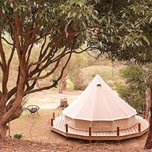 Psyclone Tents Fixed Floor 5m/16.4ft Luxury Bell Tent Outdoor All Weather 8-10 Person Cotton Canvas Yurt Large Tent for Family Camping Glamping Hiking and Festivals