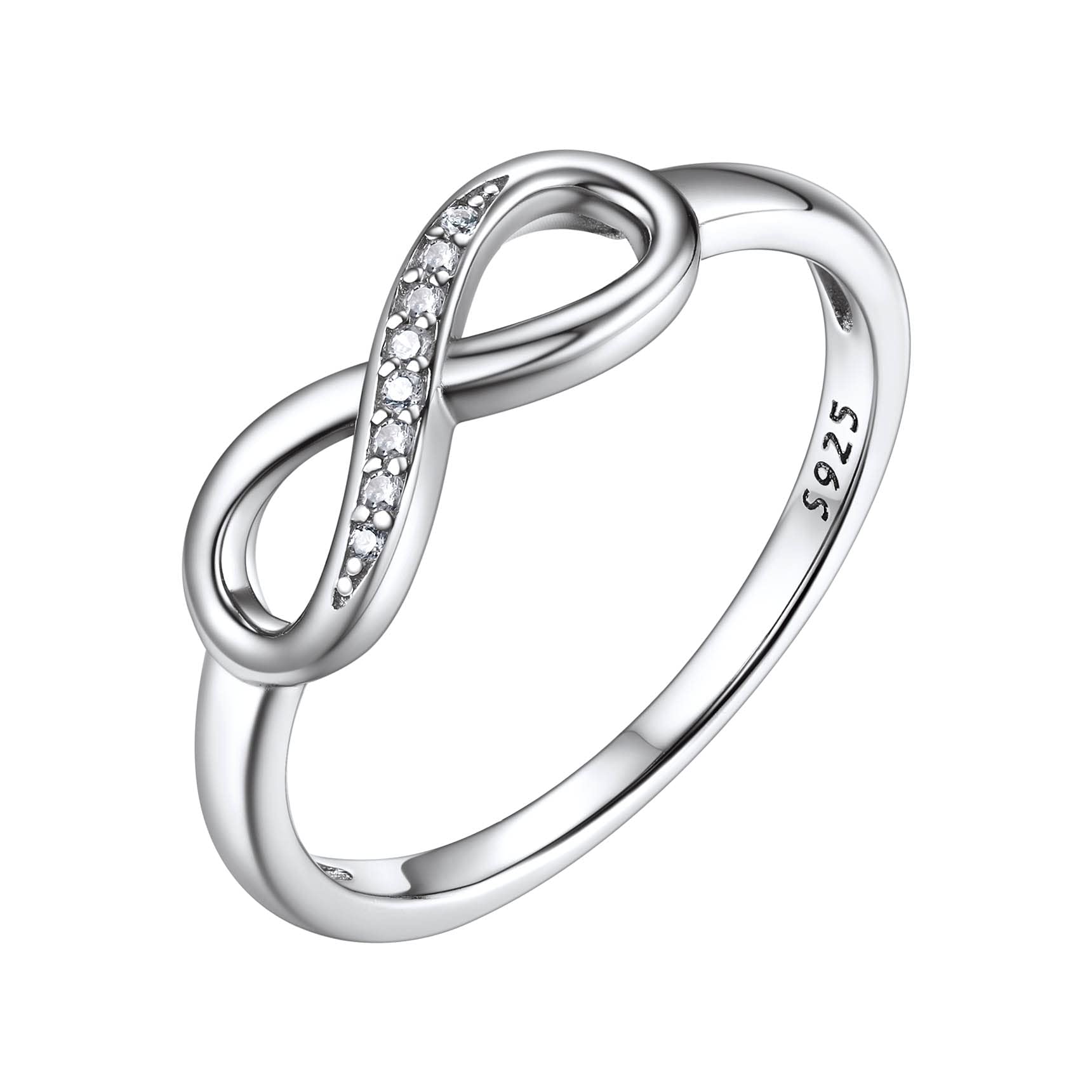 Bestyle S925 Sterling Silver Infinity Knot Ring, Size 8, CZ Band Ring for Women/Wife/Friends/Sister, Love Promise Engagement Wedding Ring