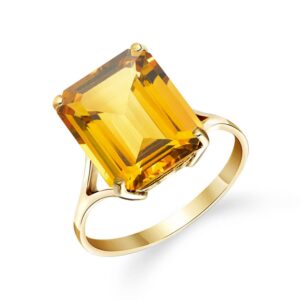 galaxy gold gg size 8.5 inch 14k solid yellow gold ring with octagon shape natural citrine grade aaa