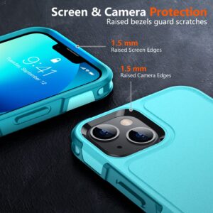 SPIDERCASE Designed for iPhone 13 Case/iPhone 14 Case, [10 FT Military Grade Drop Protection] [with 2 pcs Tempered Glass Screen Protector] Cover for iPhone 13 &14 6.1 inch-Light Blue