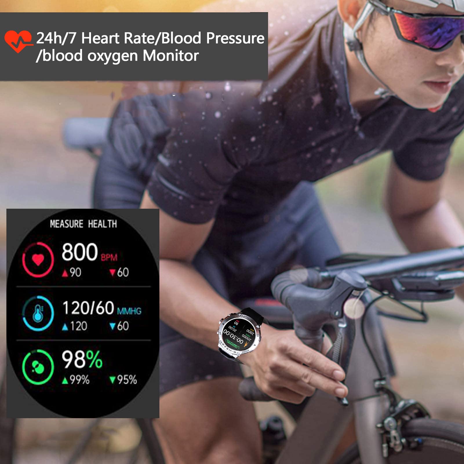 Military Smart Watch for Men Text and Call, 1.32'' AMOLED Fitness Tracker Watch Multi Sports Modes/Blood Pressure/SpO2/Heart Rate Monitor/IP68 Waterproof, Outdoors Sport Smartwatch for Android iOS