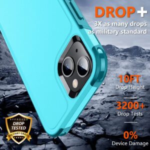 SPIDERCASE Designed for iPhone 13 Case/iPhone 14 Case, [10 FT Military Grade Drop Protection] [with 2 pcs Tempered Glass Screen Protector] Cover for iPhone 13 &14 6.1 inch-Light Blue