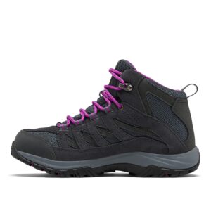 Columbia womens Crestwood Mid Waterproof Boot Hiking Shoe, Graphite/Bright Plum, 9.5 Wide US