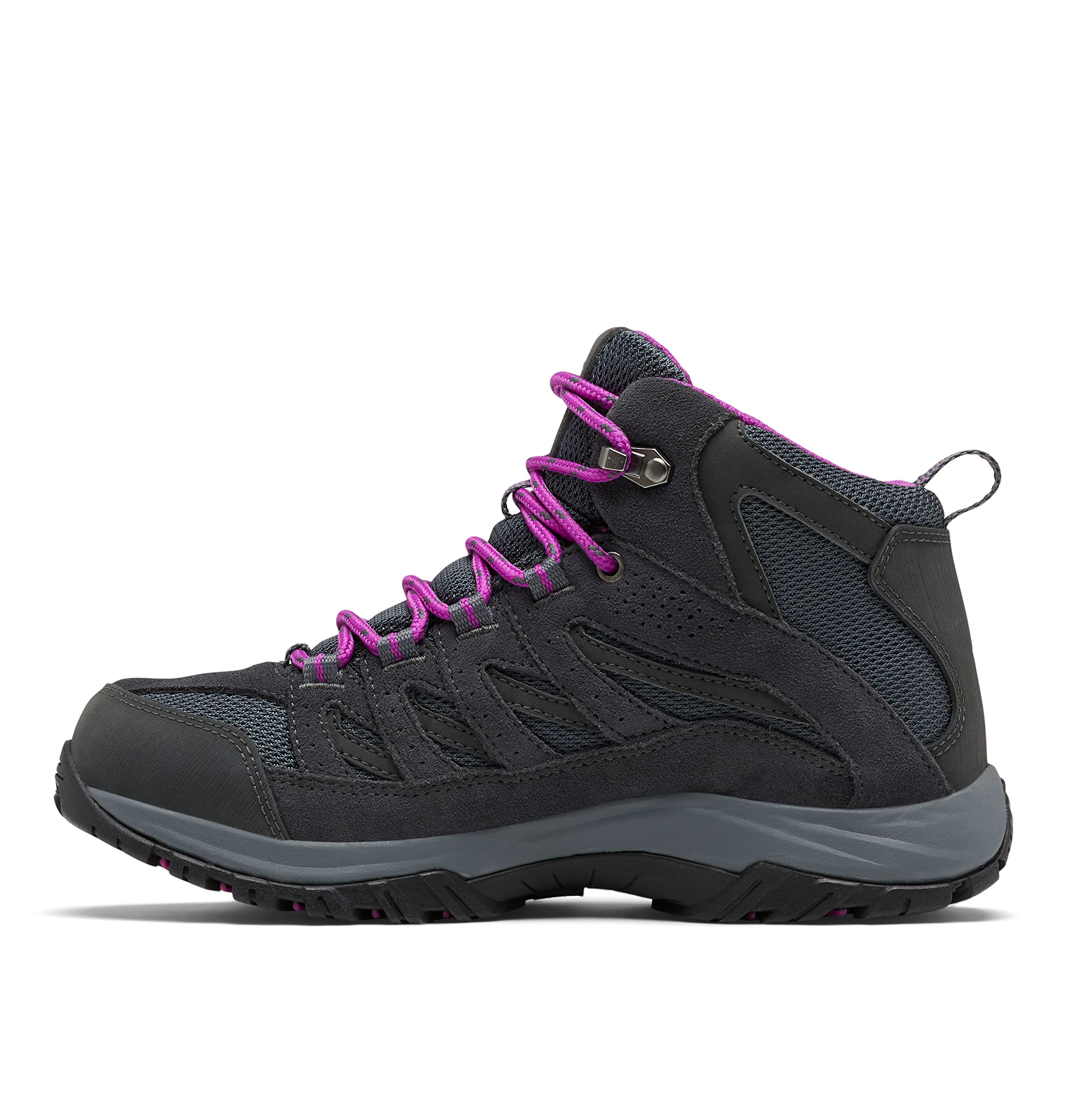 Columbia womens Crestwood Mid Waterproof Boot Hiking Shoe, Graphite/Bright Plum, 9.5 Wide US