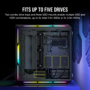 CORSAIR iCUE 5000T RGB Mid-Tower ATX PC Case-208 Individually Addressable RGB LEDs-Fits Multiple 360mm Radiators-Easy Cable Management-3 Included CORSAIR LL120 RGB Fans