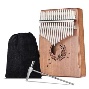 lekato portable 17 key kalimba, solid wood thumb piano mbira finger piano beginners c key with music book, tuning hammer, storage bag, christmas gifts for children/teenagers/music lovers