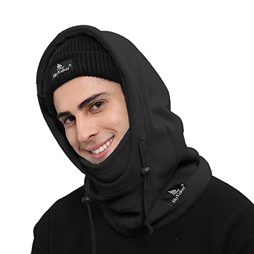 Shy Velvet Cold Weather Fleece Balaclava Ski Mask,Balaclava Wind-Resistant Winter Face Mask for Men and Women Black