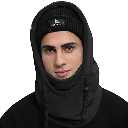 Shy Velvet Cold Weather Fleece Balaclava Ski Mask,Balaclava Wind-Resistant Winter Face Mask for Men and Women Black