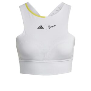 adidas Women's Tennis London Crop Top, White/Impact Yellow, X-Large