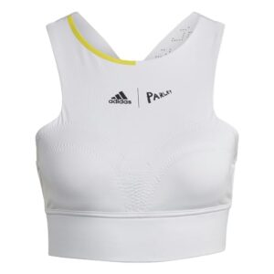 adidas Women's Tennis London Crop Top, White/Impact Yellow, X-Large