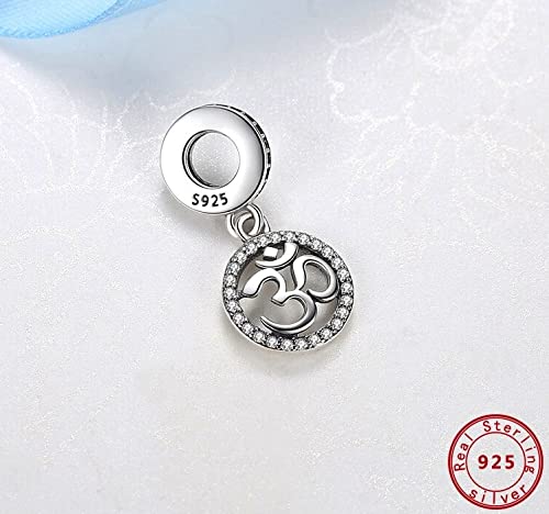 Om Ohm Aum Symbol Hindu Yoga Mediation 925 Sterling Silver Charm Bead Pendant fits Pandora Bracelets & Necklaces & More