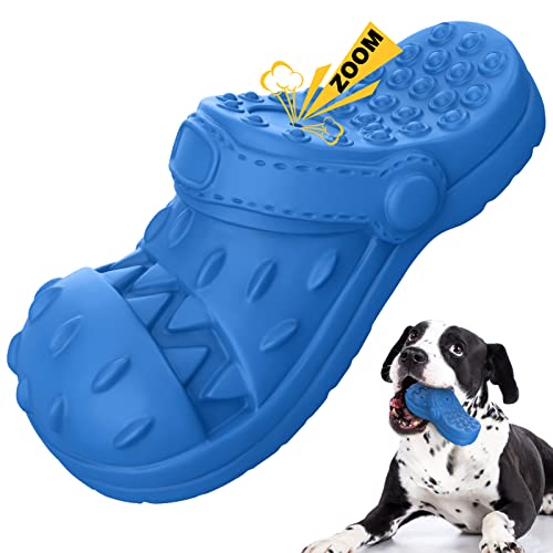 IZETIANZHE Indestructible Dog Toys, Squeaky Dog Toys for Aggressive Chewers, Tough Dog Chew Toys for Medium/Large Dogs/Heavy Duty Dog Toys (Slipper-Blue)