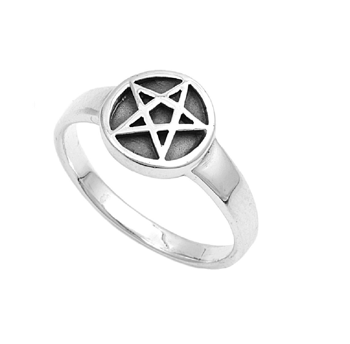 CloseoutWarehouse 925 Sterling Silver Wicca Pentagram Ring (4)