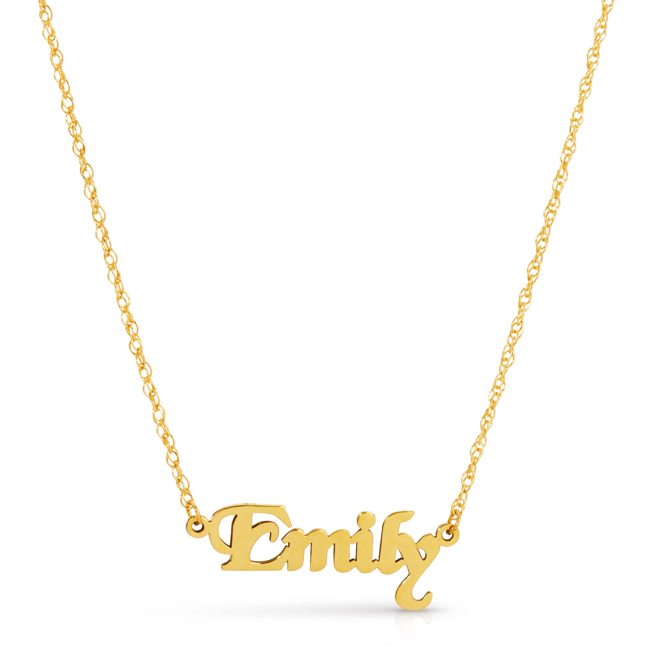 14k Solid Gold Custom Name Necklace Personalized Customizable Mother Day Gift Women Nameplate Dainty Men Handcrafted Made in USA Fine Jewelry High Polished (Yellow Gold)