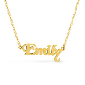 14k Solid Gold Custom Name Necklace Personalized Customizable Mother Day Gift Women Nameplate Dainty Men Handcrafted Made in USA Fine Jewelry High Polished (Yellow Gold)