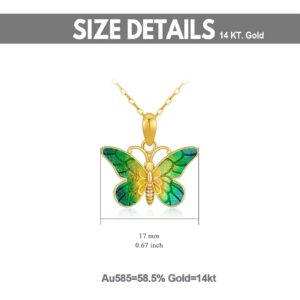 14k Solid Gold butterfly Pendant Necklaces for Women 2 Style Yellow Gold Jewelry Present for Wife Girlfriend Mother-8336