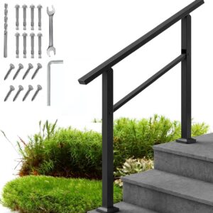 hand rails for outdoor steps,3 step stair handrail & indoor stair railing kit，black railings for outdoor steps and hand rails for seniors for porch railing & deck hand rail(1-3 step)