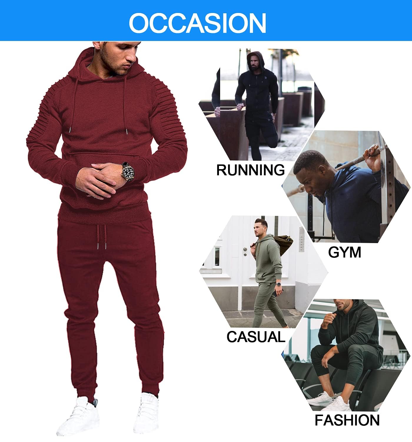 COOFANDY Men's Tracksuit Set 2 Piece Hoodie Sweatsuit Casual Jogging Athletic Suits Set