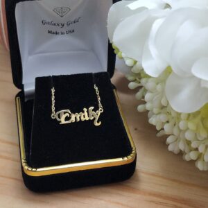 14k Solid Gold Custom Name Necklace Personalized Customizable Mother Day Gift Women Nameplate Dainty Men Handcrafted Made in USA Fine Jewelry High Polished (Yellow Gold)