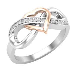 Dazzlingrock Collection Round White Diamond Infinity Interlock Heart Engagement Ring for Women (0.08 ctw, Color I-J, Clarity I2-I3) in Rose Gold Plated Sterling Silver Size 6