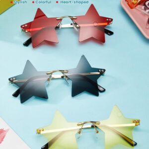 9 Pairs Rimless Star Sunglasses Pentagram Personality Glasses Eyewear Funky Festival Sunglasses for Women Transparent See Through Sun Glasses（Mixed Color）