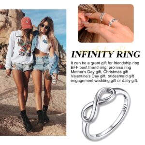 Bestyle S925 Sterling Silver Women Promise Rings Infinity Love Engagement/Wedding Band for Women, High Polish Cute Plain Finger Silver Rings,Size 10