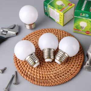 LED Night Light Bulb 1 Watt Low Wattage LED Bulbs 7.5 Watt Equivalent 4511220 Lighting S11 White LED Lightbulb Small Globe with E26 Medium Base G45 2700k Not Dimmable for Outdoor Christmas, 8 Pieces