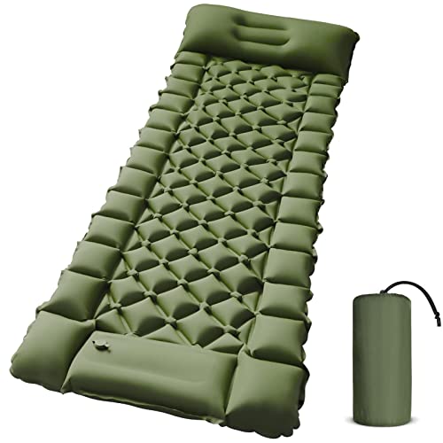 DEHUMI Camping Sleeping Pad - with Built-in Foot Pump, Ultralight Inflatable Camping Pad, Durable Waterproof Camping Mattress, Portable Compact Sleeping Pad for Camping, Backpacking, Traveling, Hiking