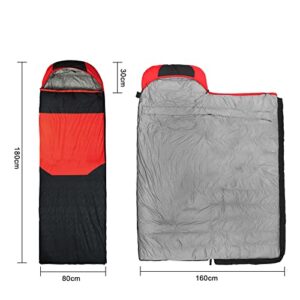 0 Degree Sleeping Bag for Adults Lightweight Waterproof Warm Down Feather Sleeping Bag for Cold All Seasons Hiking ,Backpacking or Camping (Red,Down content 1800g)