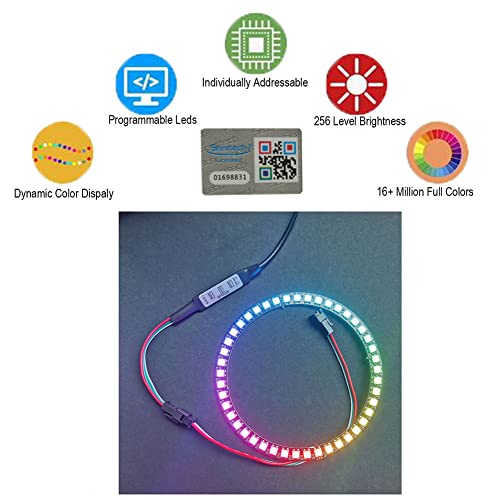 Sparkleiot 35 Bits WS2812 Addressable LED Ring with SM2.54-3P Connector Wire, DC5V WS2812B 5050 RGB LED with Built-in Driver Pixels Individual Control for Arduino ESP8266 Nodemcu