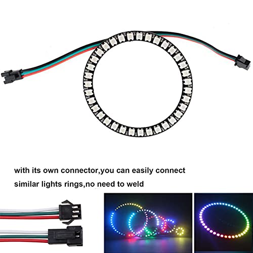 Sparkleiot 35 Bits WS2812 Addressable LED Ring with SM2.54-3P Connector Wire, DC5V WS2812B 5050 RGB LED with Built-in Driver Pixels Individual Control for Arduino ESP8266 Nodemcu