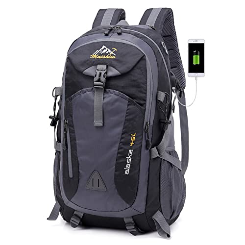 Backpack Men's USB Charging Travel bag Outdoor Large-capacity Sports Backpack Men's And Women's Waterproof Mountaineering Bag (Black)