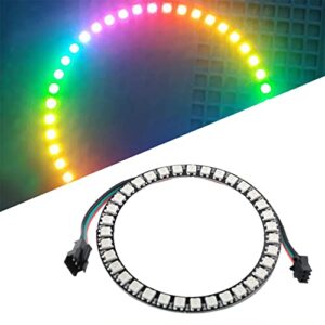 Sparkleiot 35 Bits WS2812 Addressable LED Ring with SM2.54-3P Connector Wire, DC5V WS2812B 5050 RGB LED with Built-in Driver Pixels Individual Control for Arduino ESP8266 Nodemcu