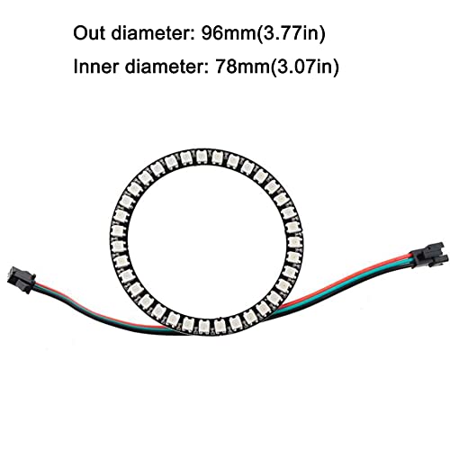 Sparkleiot 35 Bits WS2812 Addressable LED Ring with SM2.54-3P Connector Wire, DC5V WS2812B 5050 RGB LED with Built-in Driver Pixels Individual Control for Arduino ESP8266 Nodemcu