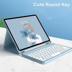 HENGHUI Keyboard Case for Fire HD 10 Plus/HD 10 (Only for 11th Generation, 2021 Release) Cute Round Key Color Keyboard Wireless Detachable BT Keyboard Cover (MintGreen)