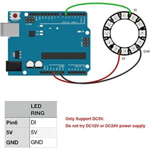 Sparkleiot 35 Bits WS2812 Addressable LED Ring with SM2.54-3P Connector Wire, DC5V WS2812B 5050 RGB LED with Built-in Driver Pixels Individual Control for Arduino ESP8266 Nodemcu