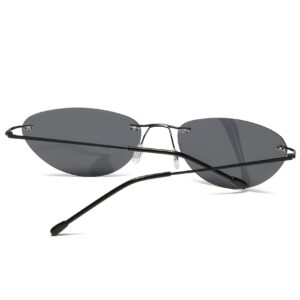 RCXKOOM The Matrix Neo Costume Sunglasses Men Women Ultralight Metal Wire Frame Polarized Small Oval Rimless Glasses