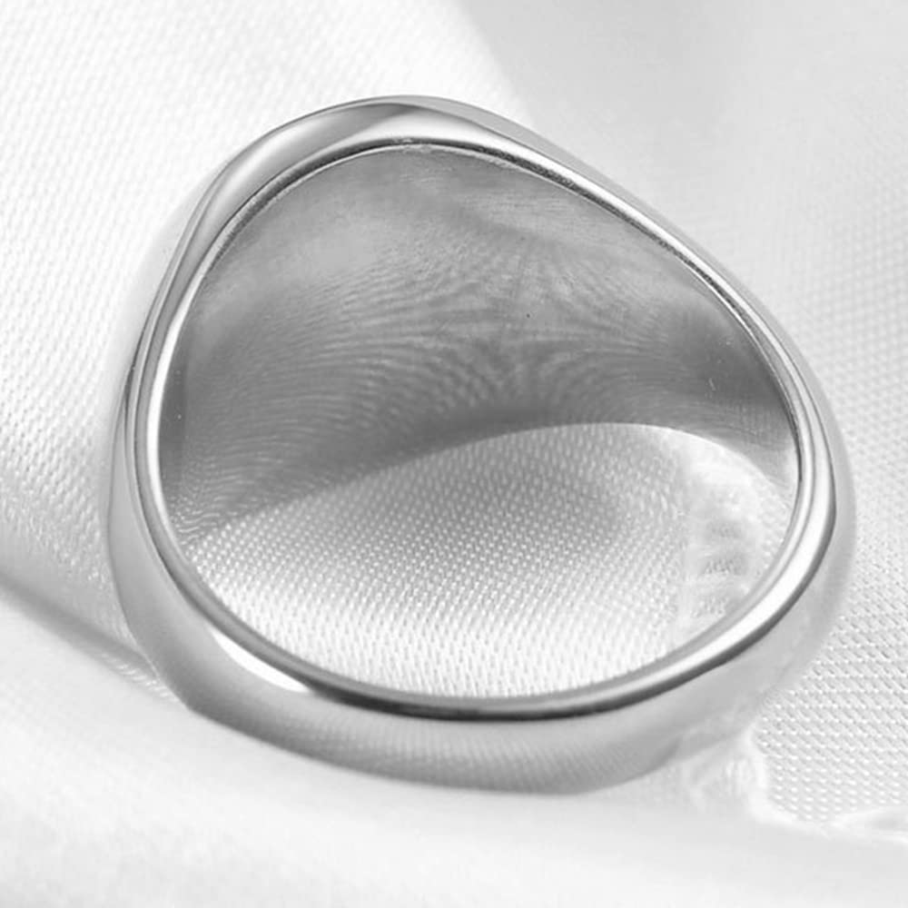 Jude Jewelers Stainless Steel Round Signet Shape Chinese Taiji Yin-Yang Feng Shui Cocktail Party Biker Ring (Silver, 8)