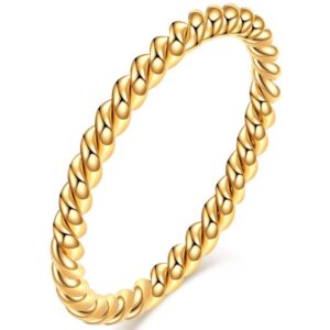 jude jewelers 2mm stainless steel braided rope style classic plain stacking wedding band ring (gold, 8)