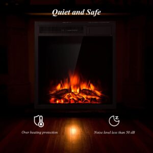 COSTWAY 22.5-Inch Electric Fireplace Inserts, 1500W Wall Recessed and Freestanding Decorative Fireplace with Remote, 7 Brightness Settings, Overheat Protection, Fireplace Heater for Indoor Use