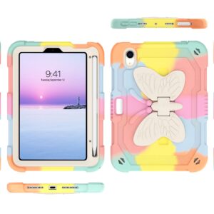 BENTOBEN for iPad Mini 6 Case, iPad Mini 6th Generation Case 2 in 1 Heavy Duty Rugged Shockproof Kickstand Hybrid Bumper Protective Pencil Holder Girls Women Kids Mini 6 Tablet Cover, Colorful Design