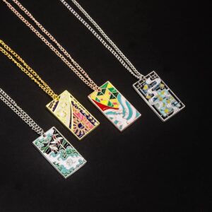 10Pcs Kimetsu No Yaiba Rengoku Mitsuri Necklace Set - Tanjiro Anime Hanafuda Pendant Chains - Halloween Costume Cosplay Gifts for Men Women and Fans (10 PCS Necklaces)