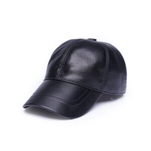 mumcu's leather baseball cap sheepskin adjustable classic referee snapback dad hat (classic black)